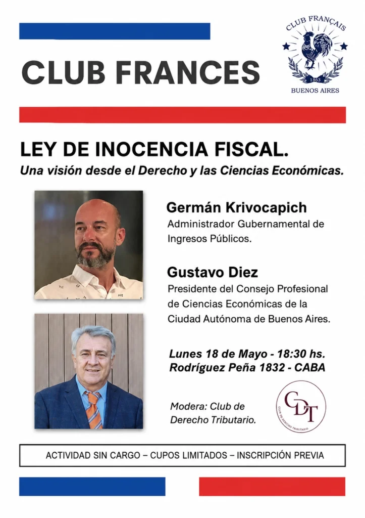 Conferencia Ley de Inocencia Fiscal en Club Francés