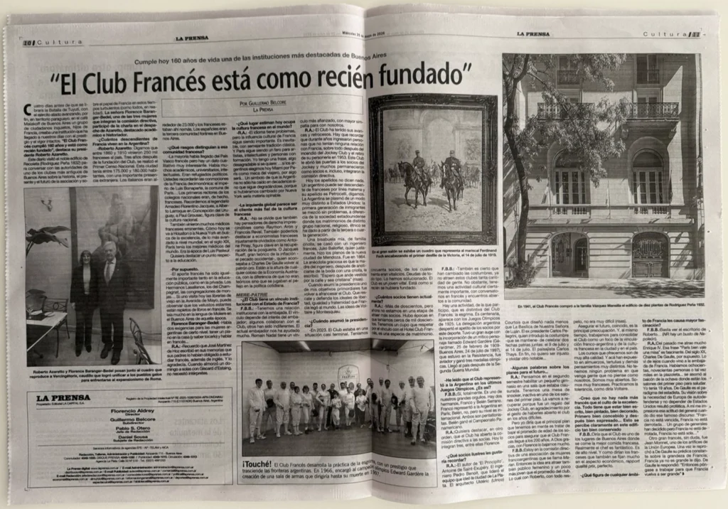 La Prensa, noticia sobre el 160 aniversario del Club Francés