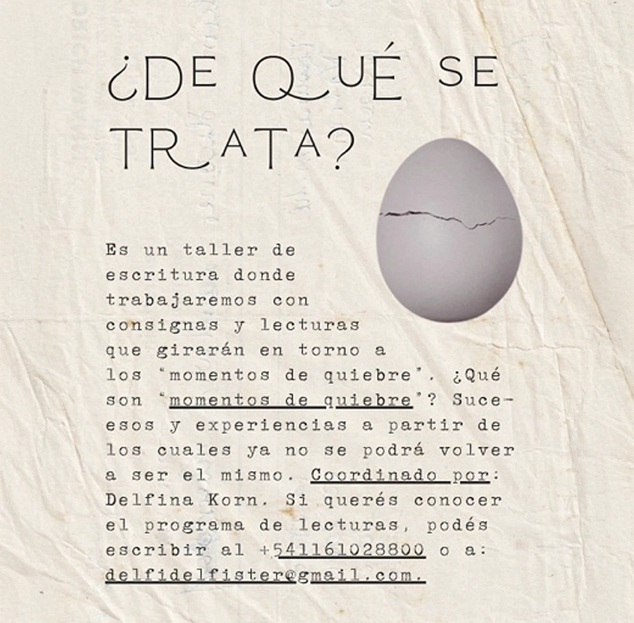 taller de escritura "momentos de quiebre" en el Club Francés